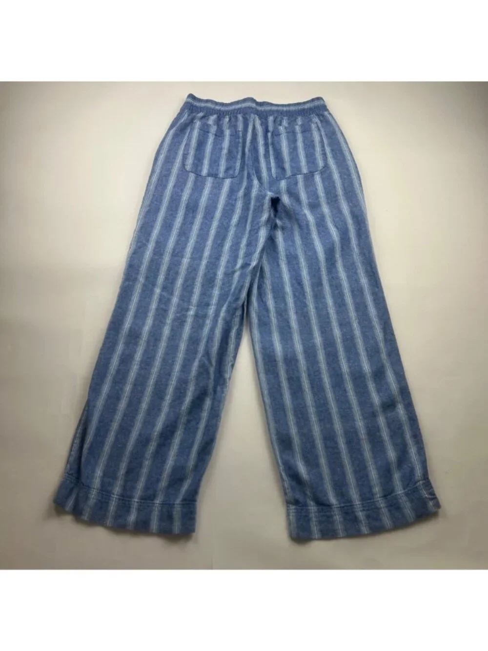 Old Navy Bright Blue Striped Linen Blend Pull On Lounge Pant S